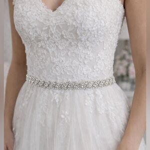 Bridal rhinestone belt with silky sash